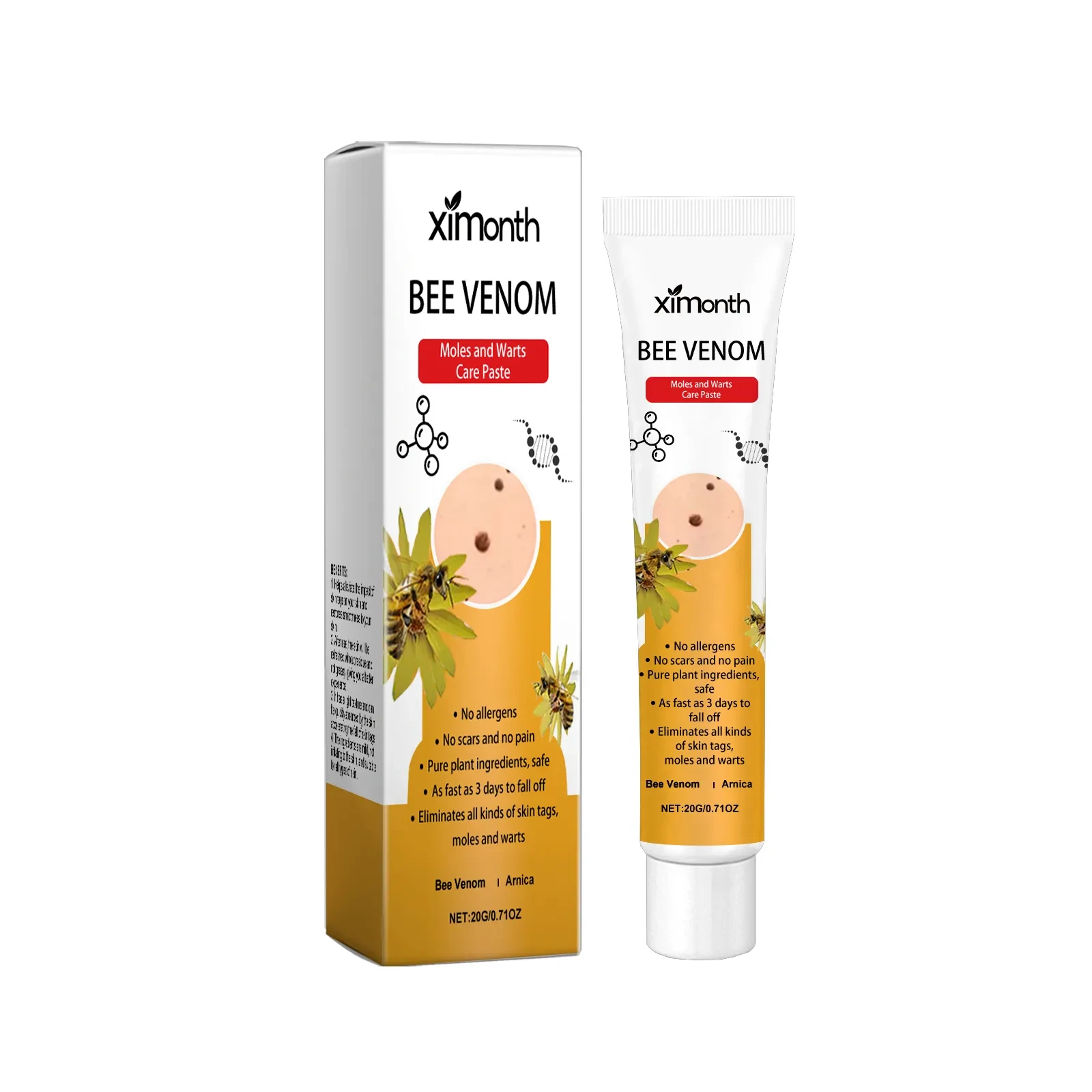 Eliminación de crecimientos de la piel con crema de cuidado