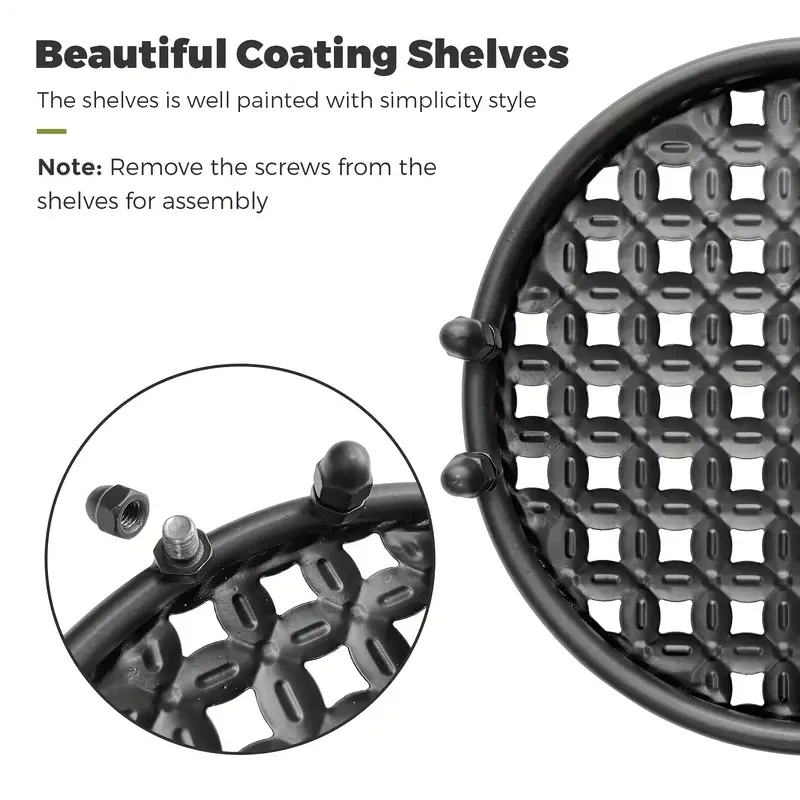 Macetero alto de metal de 4 niveles - Macetero de hierro negro para uso en interiores y exteriores