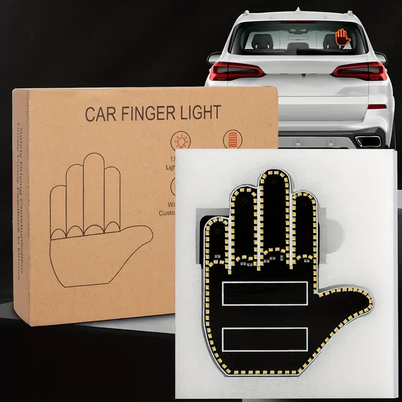 Luz LED gestual para coche con control remoto - Señal de furia al volante (dedo medio)