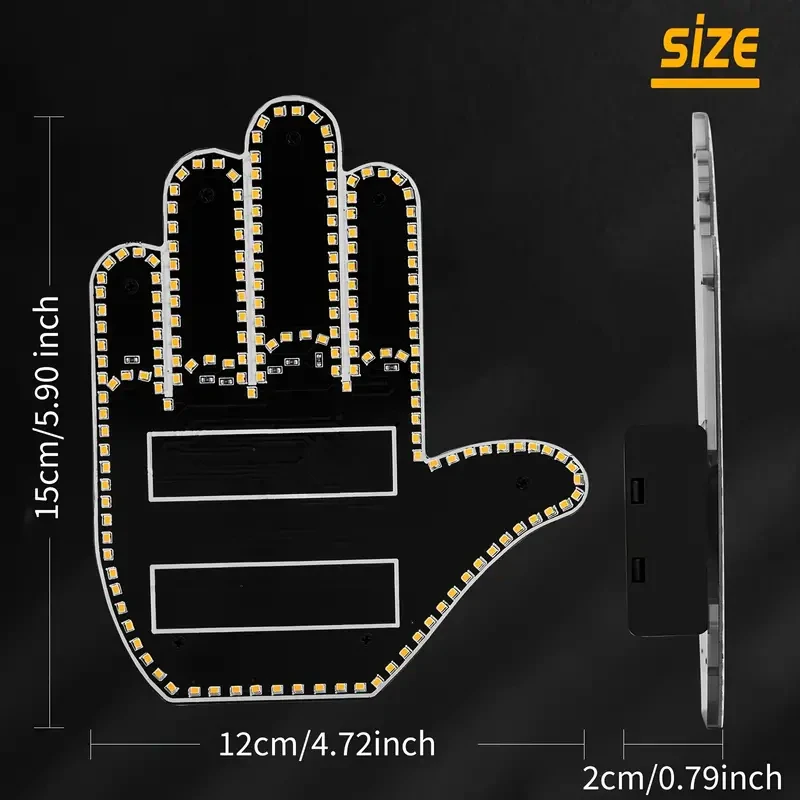 Luz LED gestual para coche con control remoto - Señal de furia al volante (dedo medio)