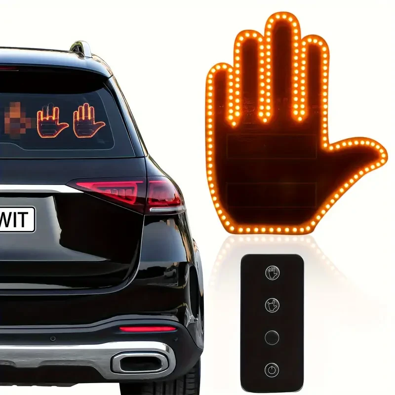 Luz LED gestual para coche con control remoto - Señal de furia al volante (dedo medio)