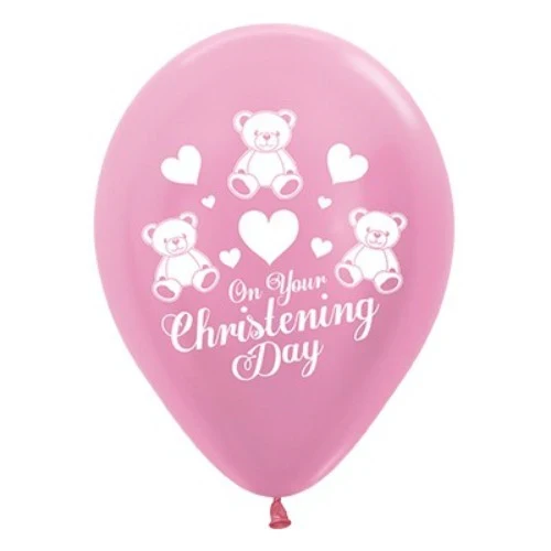Perla de satén rosa de 30 cm para el día de tu bautizo (paquete de 25)