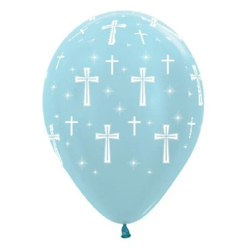 Globos de látex azul satinado perlado de la Santa Cruz de 30 cm (paquete de 25)