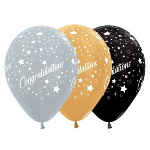 Estrellas de felicitación de 30 cm doradas, plateadas y negras (paquete de 25)