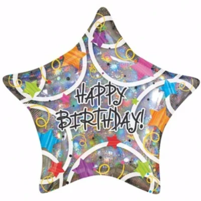 Forma Feliz Cumpleaños Estrellas Holográficas