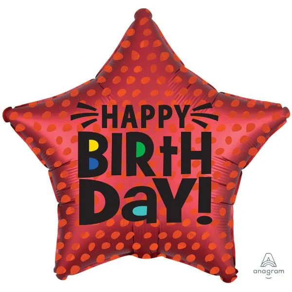 Globo - 45 cm Estándar XL Dorado Satinado Marquee Dots Feliz Cumpleaños