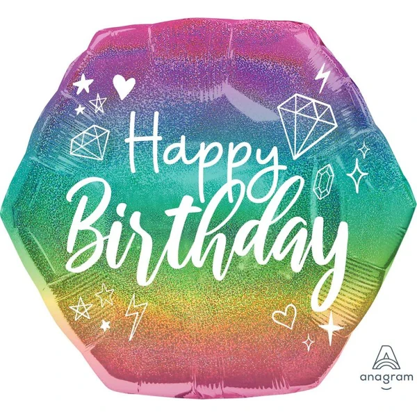 Globo de aluminio con lentejuelas de feliz cumpleaños y satén (22 cm)