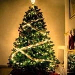 Luces de hadas con cinta navideña