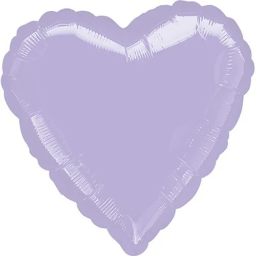 Globo de aluminio color lila pastel con forma de corazón de 45 cm