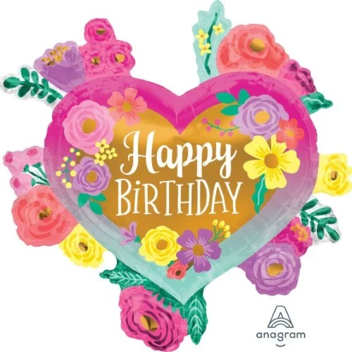 Flores pintadas de feliz cumpleaños de SuperShape