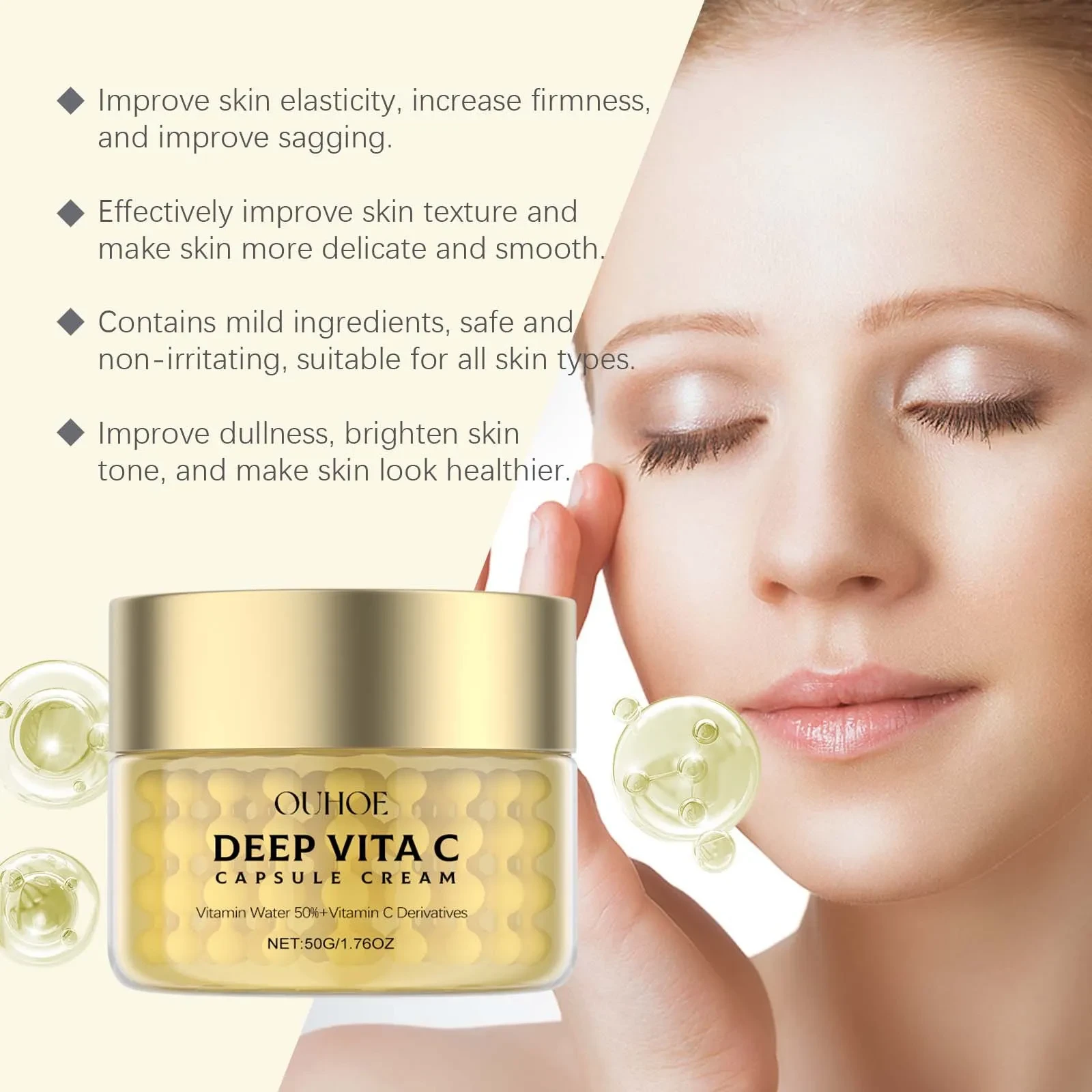 Crema para el cuidado de la piel suave y luminosa