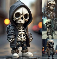 Figuras de esqueleto geniales de Halloween, muñeco de esqueleto de Halloween, adorno de resina, decoración del hogar