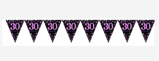 Banner - Celebración 30 Prismático - Plástico (Rosa)