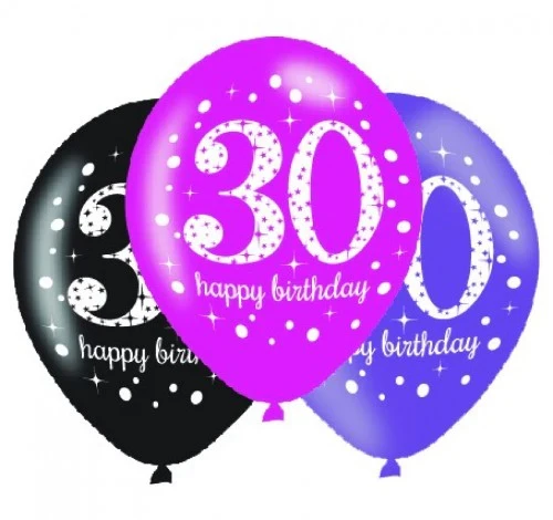 Globo de látex rosa para celebrar el 30 cumpleaños - 30 cm - Paquete de (6)