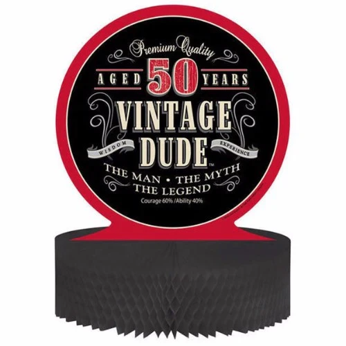 Centro de mesa para el 50.º cumpleaños de Vintage Dude