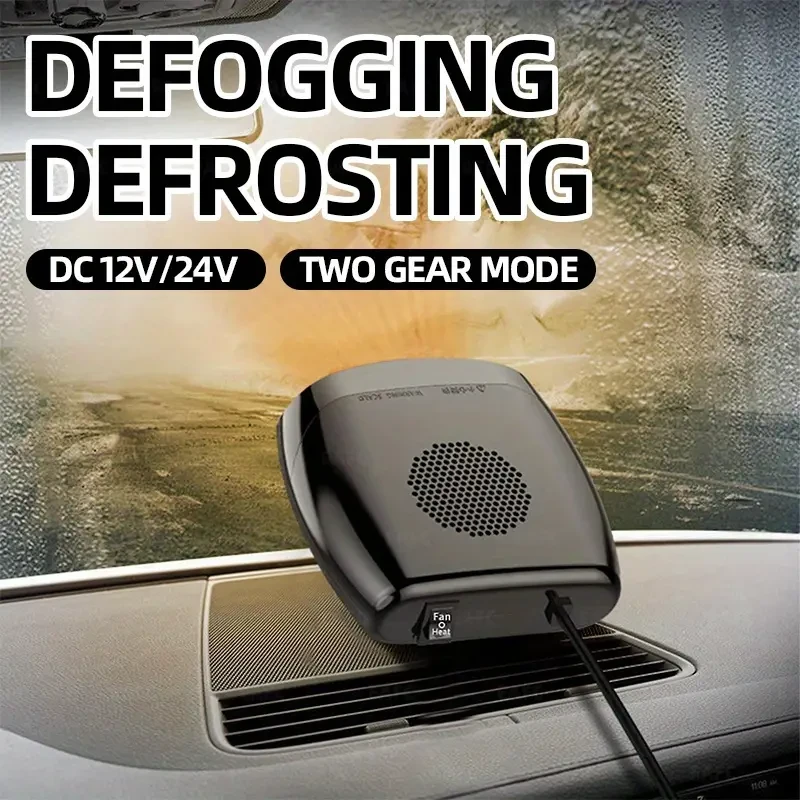 Calentador de coche DC12V/24V - Desempañador y descongelador de parabrisas con rotación ajustable de 2 velocidades para invierno