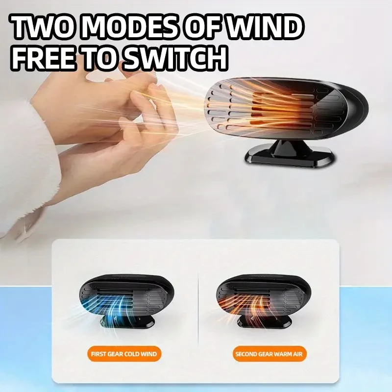 Calentador de coche DC12V/24V - Desempañador y descongelador de parabrisas con rotación ajustable de 2 velocidades para invierno