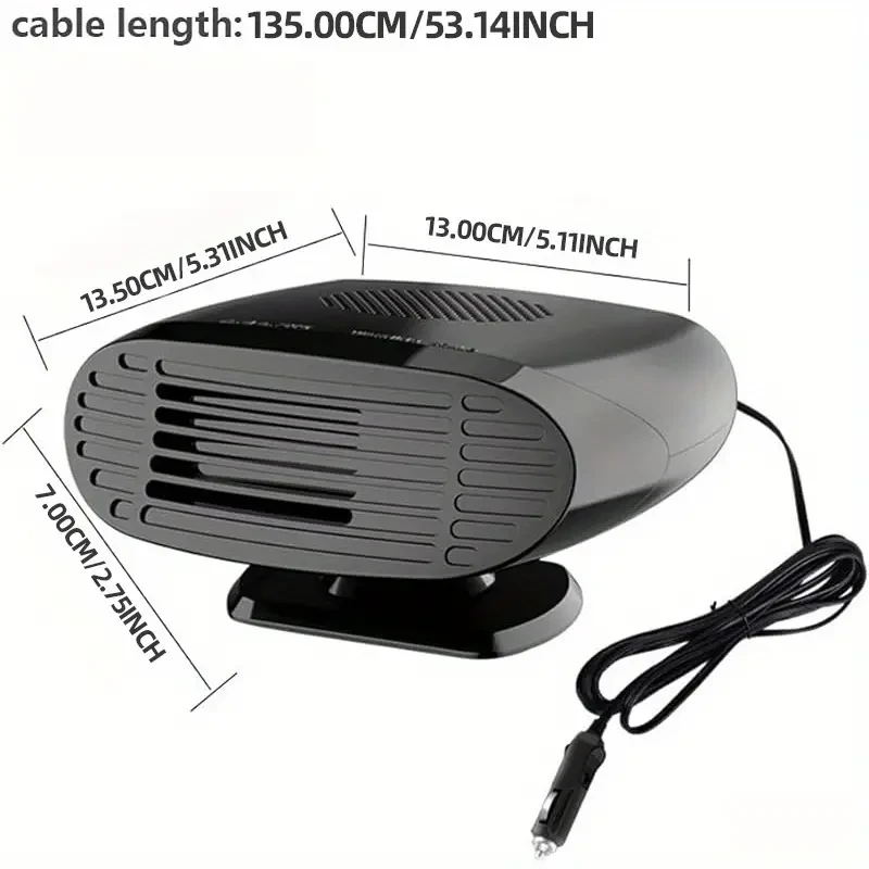 Calentador de coche DC12V/24V - Desempañador y descongelador de parabrisas con rotación ajustable de 2 velocidades para invierno