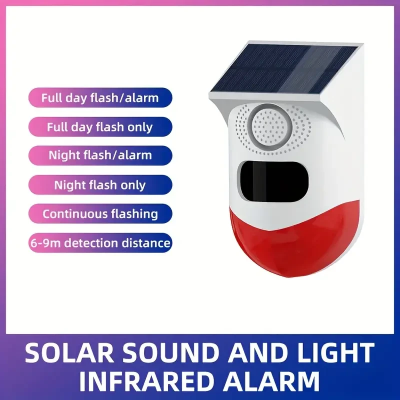 Alarma antirrobo solar infrarroja: sensor corporal para exteriores, ideal para granjas, huertos y hogares.