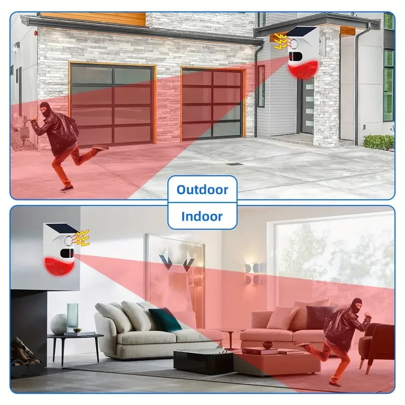 Alarma antirrobo solar infrarroja: sensor corporal para exteriores, ideal para granjas, huertos y hogares.