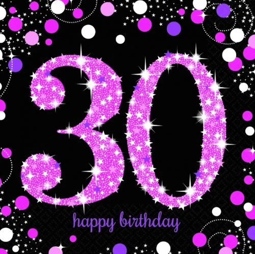 Servilletas para el almuerzo, color rosa, para celebrar el 30 cumpleaños - Paquete de (16)