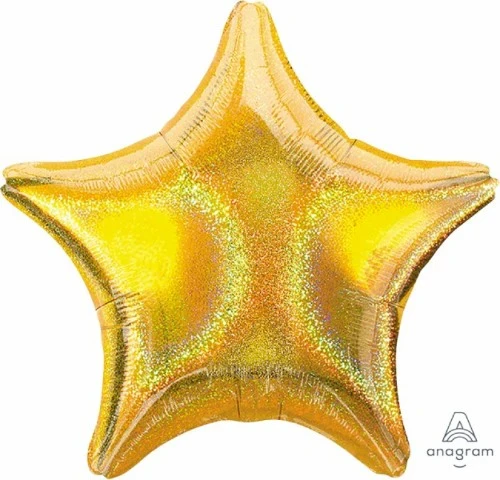 Globo holográfico dorado con forma de estrella deslumbrante (45 cm)