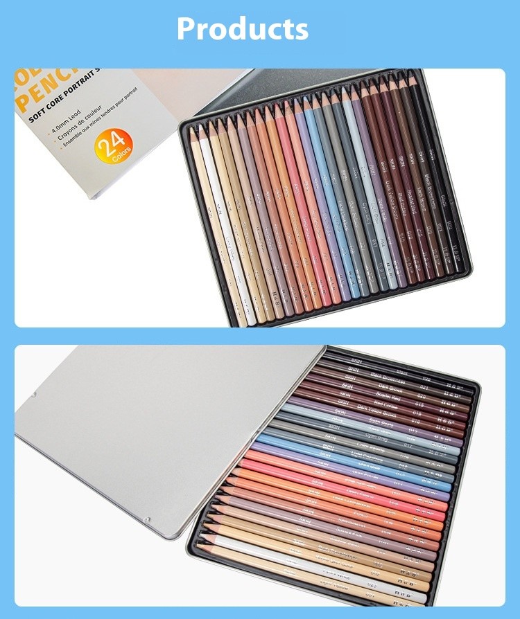 Lápiz de color de piel para pintar a mano, 24 colores, para retratos, suministros de arte oleosos