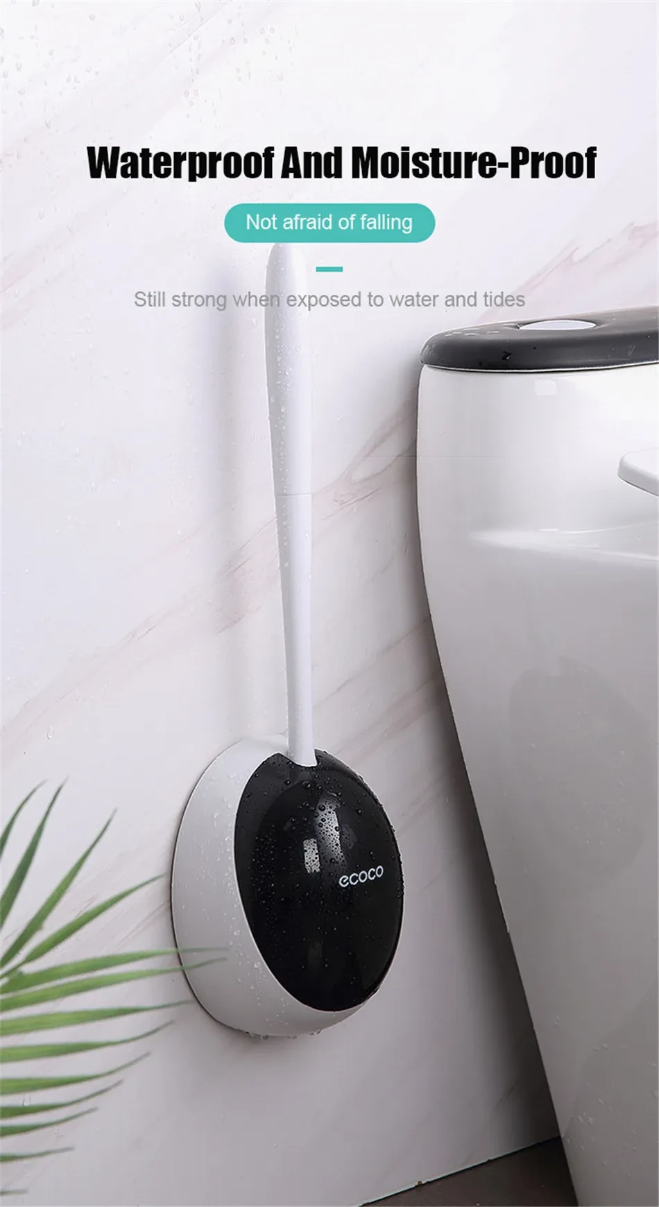 Cepillo de inodoro de silicona para montaje en pared con soporte