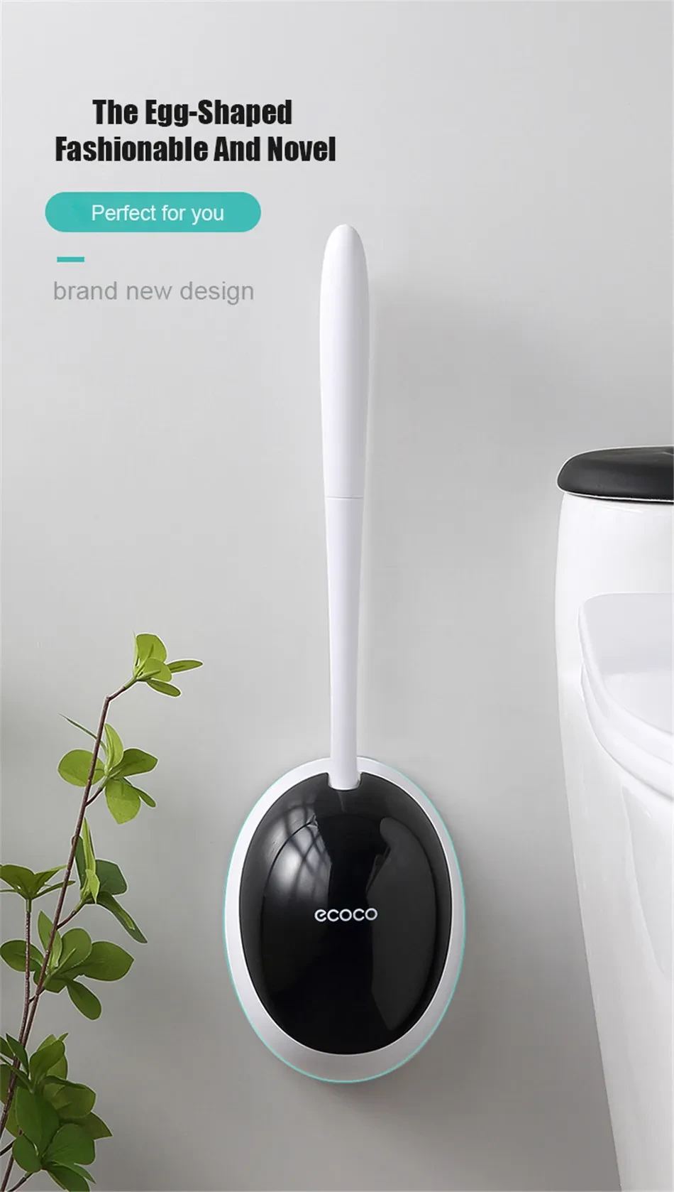 Cepillo de inodoro de silicona para montaje en pared con soporte