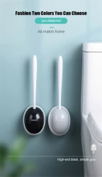 Cepillo de inodoro de silicona para montaje en pared con soporte