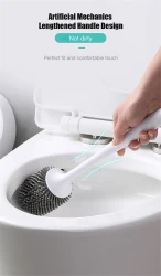 Cepillo de inodoro de silicona para montaje en pared con soporte