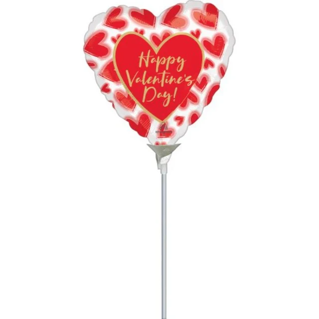 Corazones delineados con texto "Feliz Día de San Valentín" de 10 cm