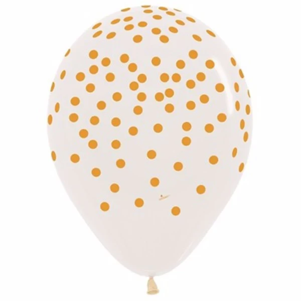 Globos de látex transparente con forma de joya de confeti dorado de 30 cm (paquete de 12)