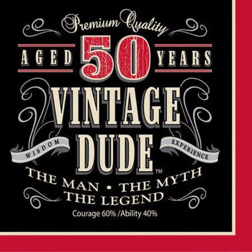 Servilletas para almuerzo de 50 cumpleaños de Vintage Dude (paquete de 16)