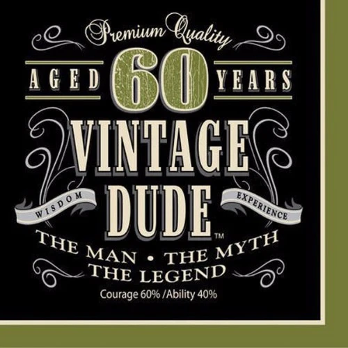 Servilletas para almuerzo de 60 cumpleaños de Vintage Dude (paquete de 16)