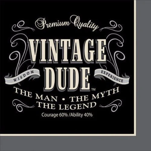 Servilletas para bebidas Vintage Dude - Paquete de 16
