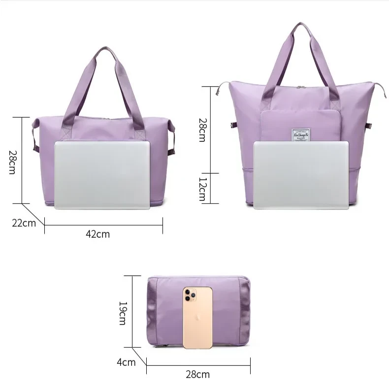 Bolsa de viaje plegable y resistente al agua, de gran capacidad, para gimnasio, fitness, fin de semana o noche, para mujer.