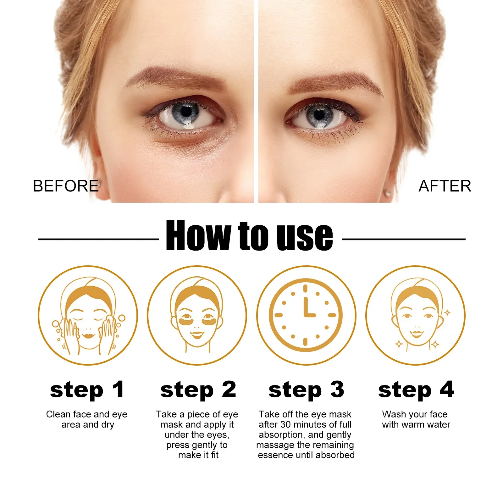 Mascarilla de colágeno para ojos, suavizante y reparadora