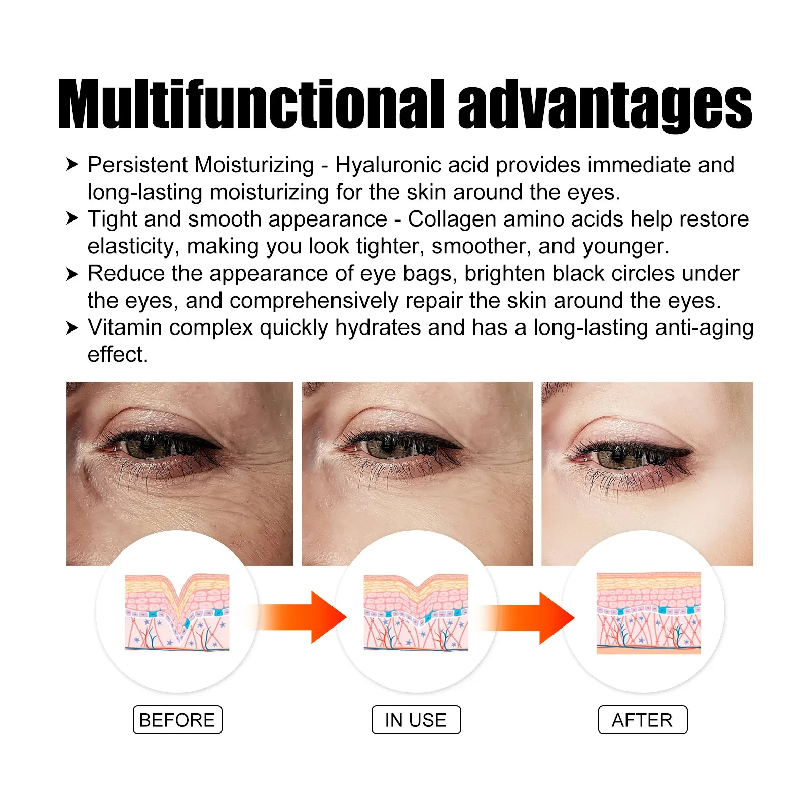 Mascarilla de colágeno para ojos, suavizante y reparadora