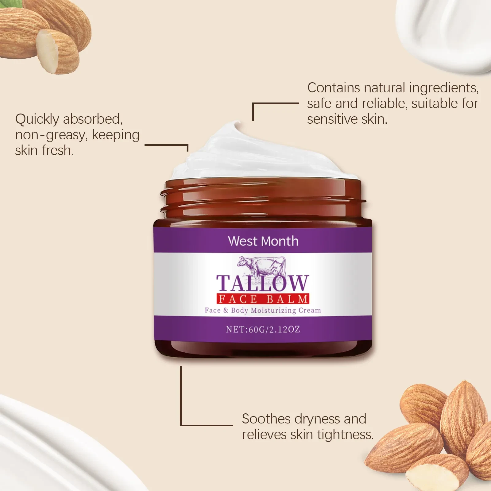 Crema facial hidratante de mantequilla reparadora de piel seca