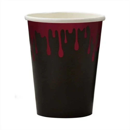 Vasos de papel con gotas de sangre para fiesta de terror (paquete de 8)