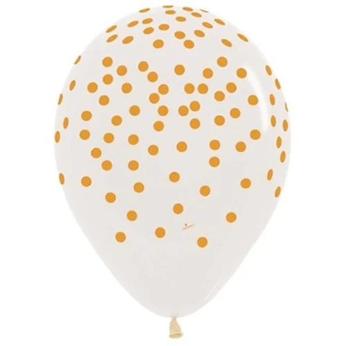 Globos de látex transparentes Sempertex con confeti dorado de 30 cm (paquete de 25)