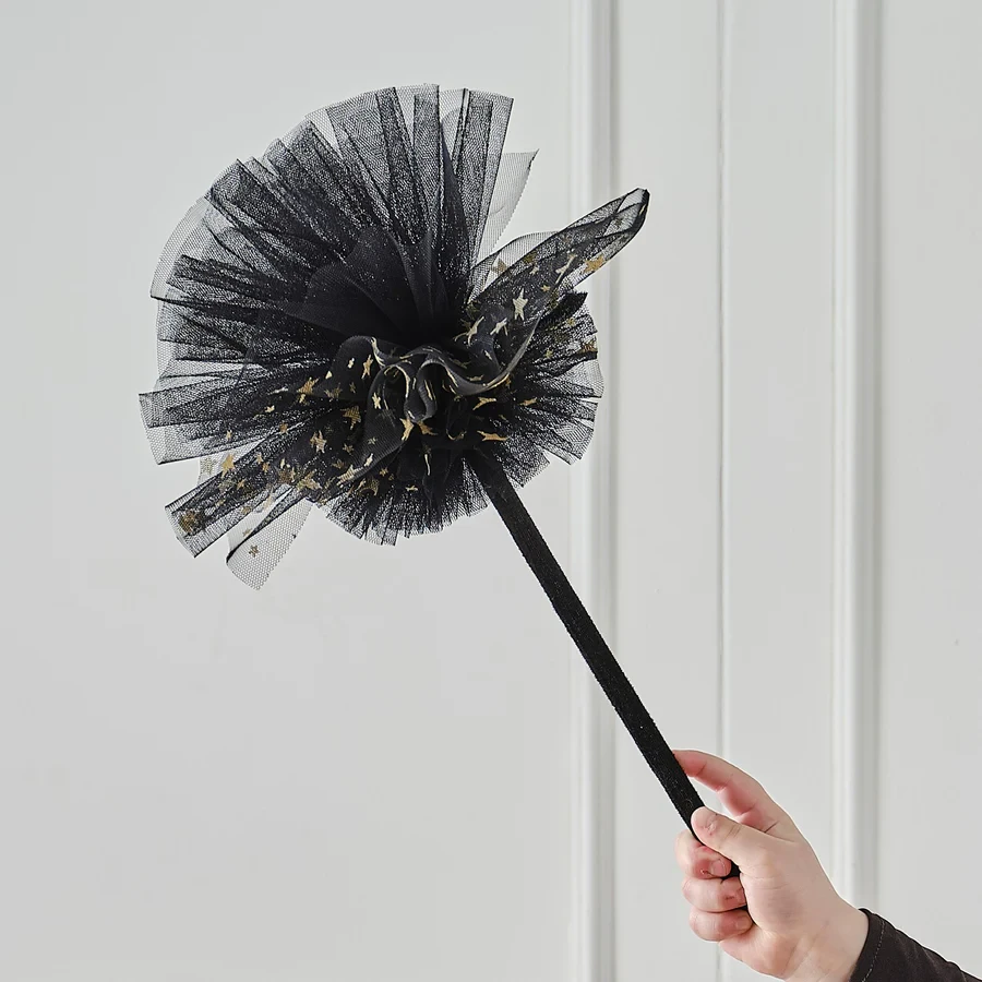 Escoba de bruja - Disfraz de estrella negra y dorada