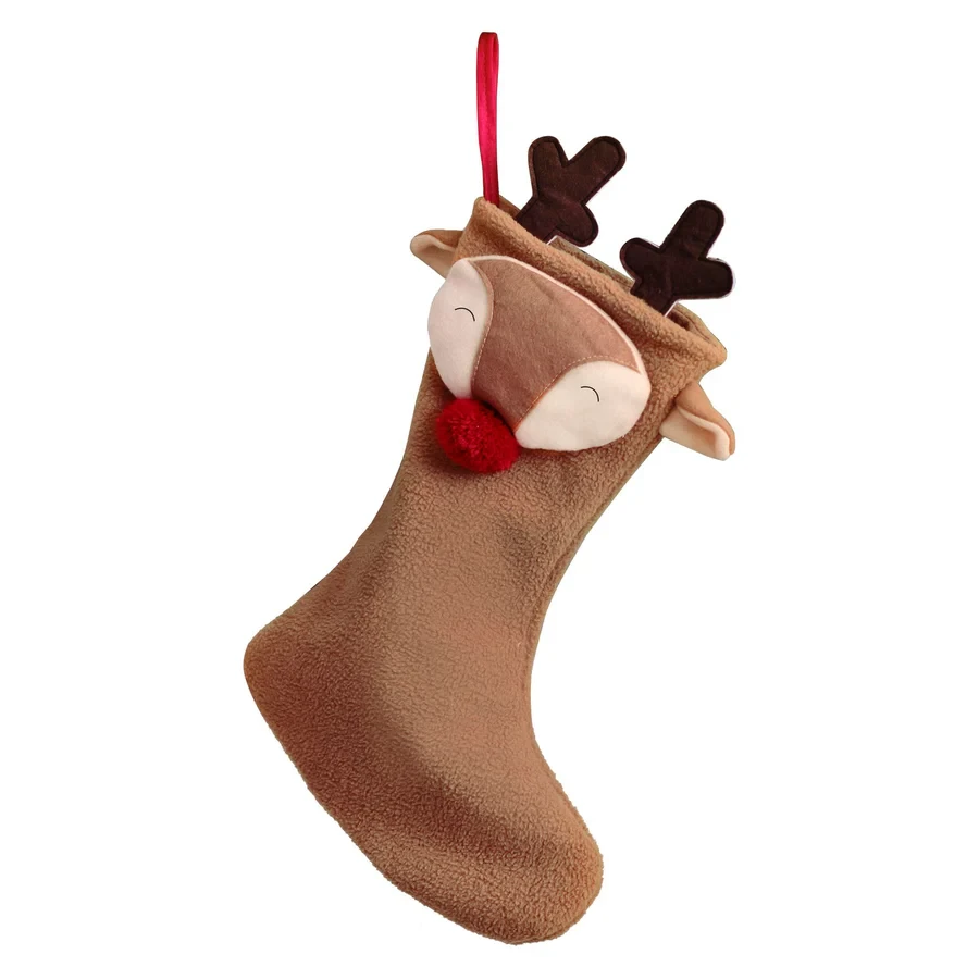 Calcetín navideño - Reno pequeño y alegre