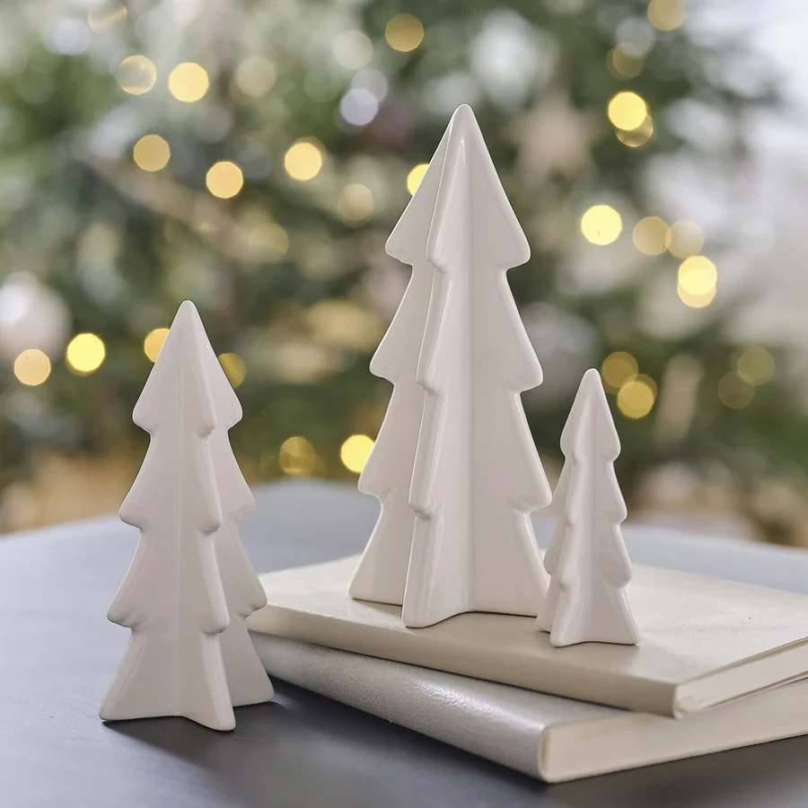 Adornos navideños - Árbol de Navidad de cerámica blanca