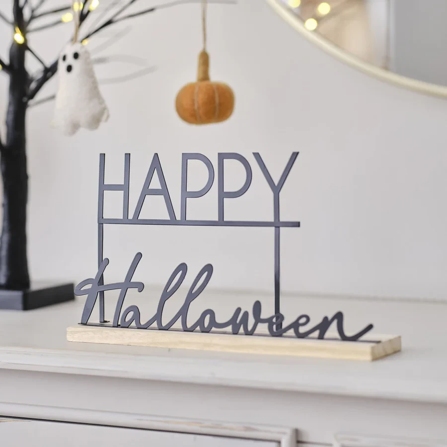 Letrero de Halloween - Calabaza Especia Metal Feliz Halloween