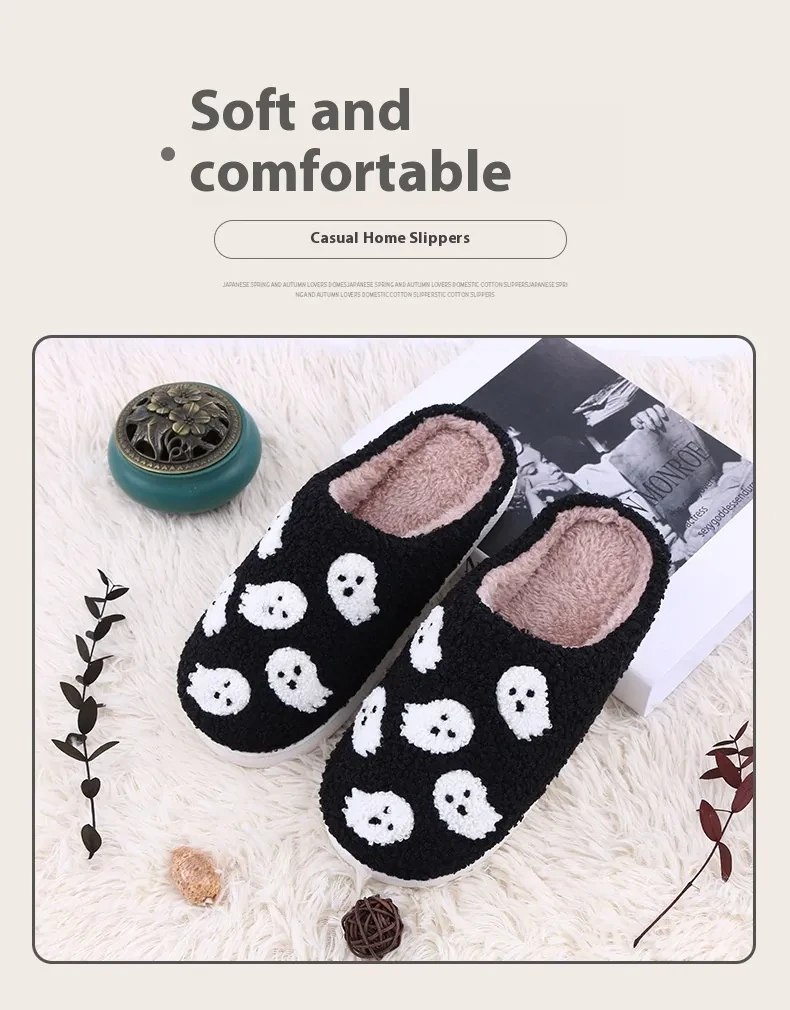 Lindos zapatos de algodón para el hogar con dibujos de fantasmas