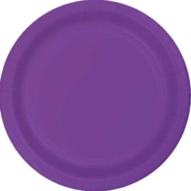 Platos llanos de papel color morado amatista de 23 cm (paquete de 24)