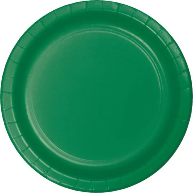 Platos llanos de papel verde esmeralda de 23 cm (paquete de 24)
