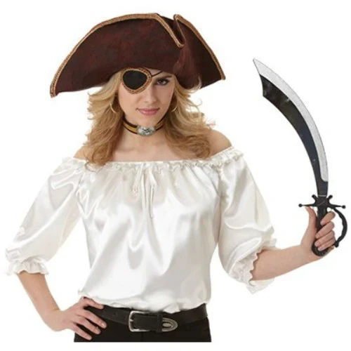 Blusa Pirata Mujer Satén Blanco Marfil